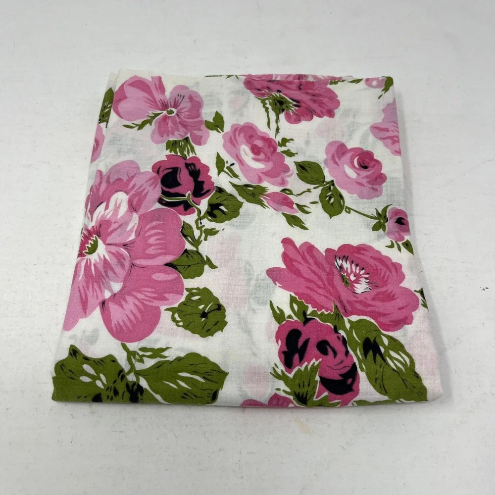 Vintage Floral Pink Rose Standard Pillowcase White Green Shabby Chic Cottagecore